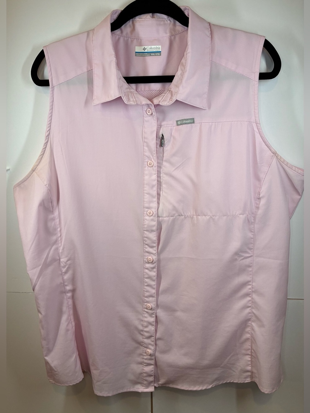 Columbia PFG Sleeveless Shirt XXL Pink Vented Performance Button Front